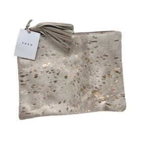 VASH Jemma Genuine Leather & Calf Hair Clutch NWT